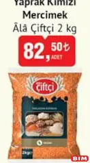 ALA ÇİFTÇİ YAPRAK KIRMIZI MERCİMEK 2 KG fiyat ve kampanya bilgisi
